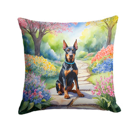 Doberman Pinscher Spring Path Throw Pillow