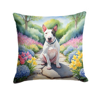 English Bull Terrier Spring Path Throw Pillow