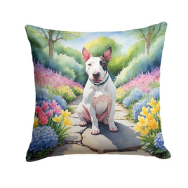 English Bull Terrier Spring Path Throw Pillow