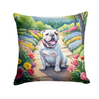 English Bulldog Spring Path Throw Pillow