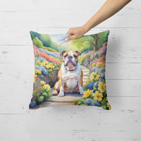 English Bulldog Spring Path Throw Pillow