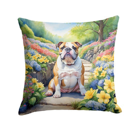 English Bulldog Spring Path Throw Pillow