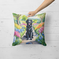 Flat-Coated Retriever Spring Path Throw Pillow