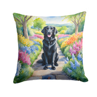 Flat-Coated Retriever Spring Path Throw Pillow