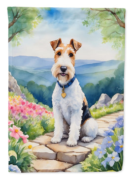 Fox Terrier Spring Path House Flag