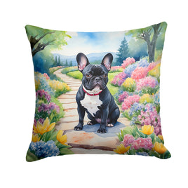 French Bulldog Spring Path Throw Pillow