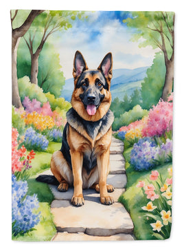 German Shepherd Spring Path House Flag