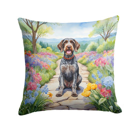 German Wirehaired Pointer Spring Path Throw Pillow