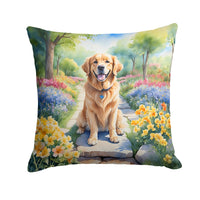 Golden Retriever Spring Path Throw Pillow