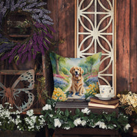 Golden Retriever Spring Path Throw Pillow