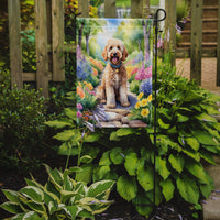 Goldendoodle Spring Path Garden Flag