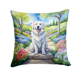 Great Pyrenees Spring Path Throw Pillow