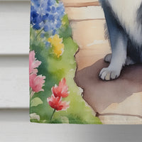 Keeshond Spring Path House Flag