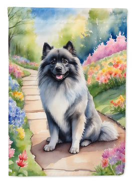 Keeshond Spring Path House Flag