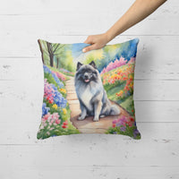 Keeshond Spring Path Throw Pillow