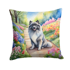 Keeshond Spring Path Throw Pillow