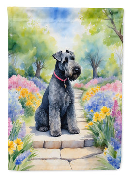 Kerry Blue Terrier Spring Path House Flag