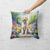 Labradoodle Spring Path Throw Pillow