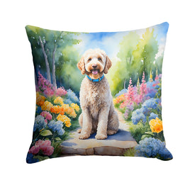 Labradoodle Spring Path Throw Pillow