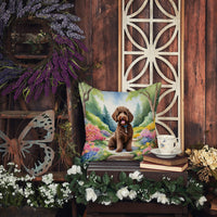 Labradoodle Spring Path Throw Pillow