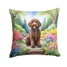 Labradoodle Spring Path Throw Pillow