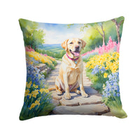 Labrador Retriever Spring Path Throw Pillow