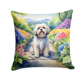 Lhasa Apso Spring Path Throw Pillow