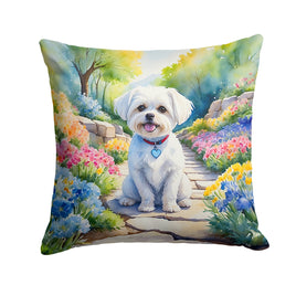 Maltese Spring Path Throw Pillow