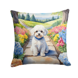 Maltipoo Spring Path Throw Pillow