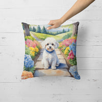 Maltipoo Spring Path Throw Pillow