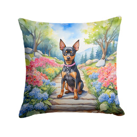 Miniature Pinscher Spring Path Throw Pillow