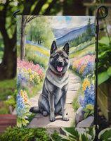 Norwegian Elkhound Spring Path Garden Flag