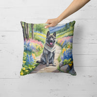 Norwegian Elkhound Spring Path Throw Pillow