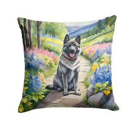 Norwegian Elkhound Spring Path Throw Pillow