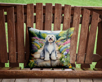 Old English Sheepdog Spring Path Throw Pillow