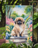 Pekingese Spring Path Garden Flag