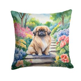 Pekingese Spring Path Throw Pillow