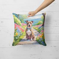 Pit Bull Terrier Spring Path Throw Pillow