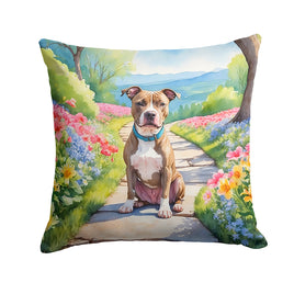 Pit Bull Terrier Spring Path Throw Pillow