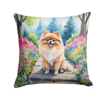 Pomeranian Spring Path Throw Pillow