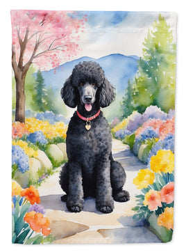 Black Poodle Spring Path House Flag