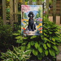 Black Poodle Spring Path Garden Flag