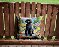 Black Poodle Spring Path Throw Pillow