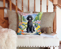 Black Poodle Spring Path Throw Pillow