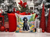 Black Poodle Spring Path Throw Pillow