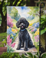 Black Poodle Spring Path Garden Flag