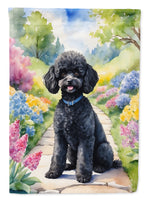 Black Poodle Spring Path Garden Flag