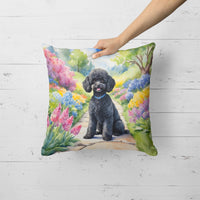 Black Poodle Spring Path Throw Pillow