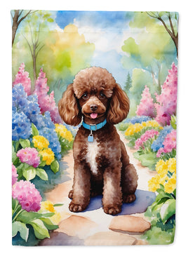 Chocolate Poodle Spring Path House Flag