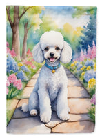 White Poodle Spring Path House Flag